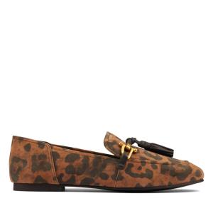 Leopard Clarks Pure 2 Tassel Women's Loafers | CLK943KQX